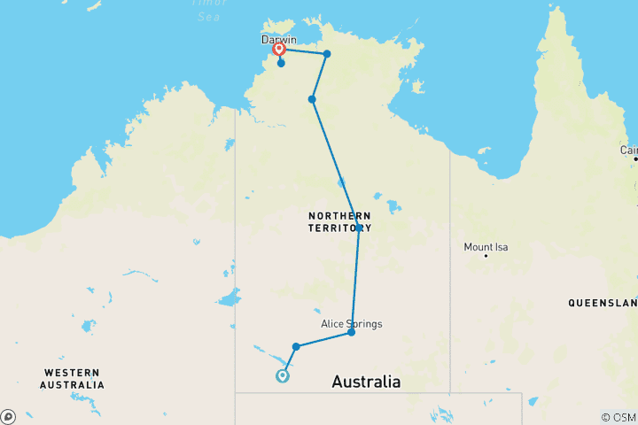 Map of Outback Safari (11 Days)