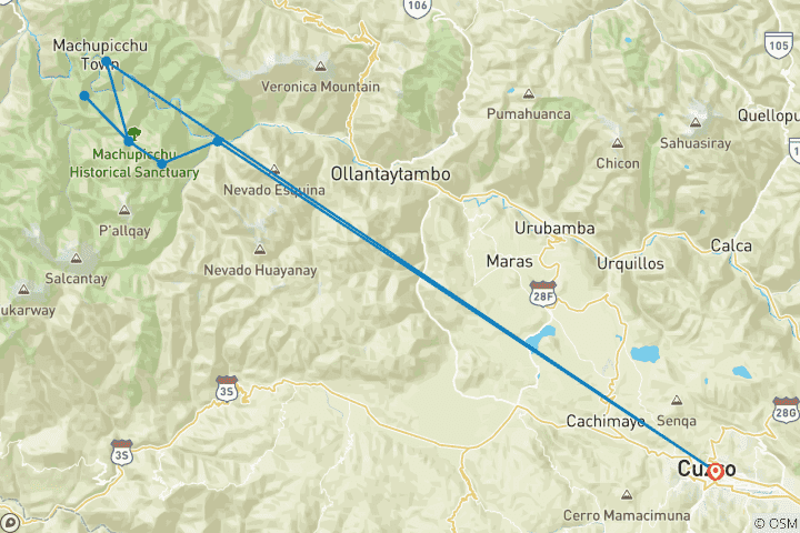 Carte du circuit Luxury Inca Trail to Machu Picchu 4 Days - en anglais