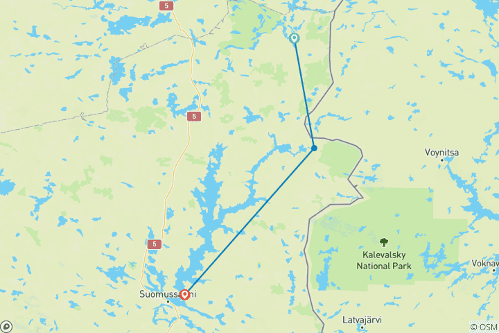 Map of Finland's eastern wilderness