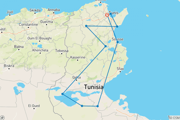 Map of Tunisia Tour, Small Group Tour