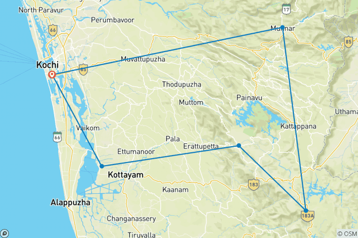 Map of Cycling Kerala PureQuest