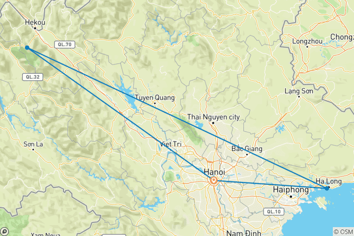 Mapa de El norte de Vietnam de un vistazo: Bahía de Halong y Sapa - 5 días