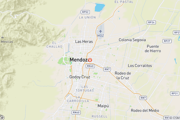 Map of 2 day personalized mountaineering in Mendoza + Winerie