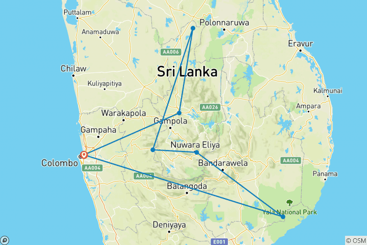 Map of Soft Adventure Sri Lanka (9D / 8N)