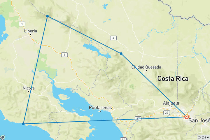 Carte du circuit Bien- être au Costa Rica