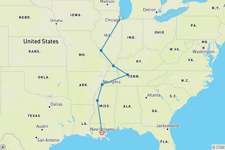 Carte du circuit Rythmes de la route (including Paducah)