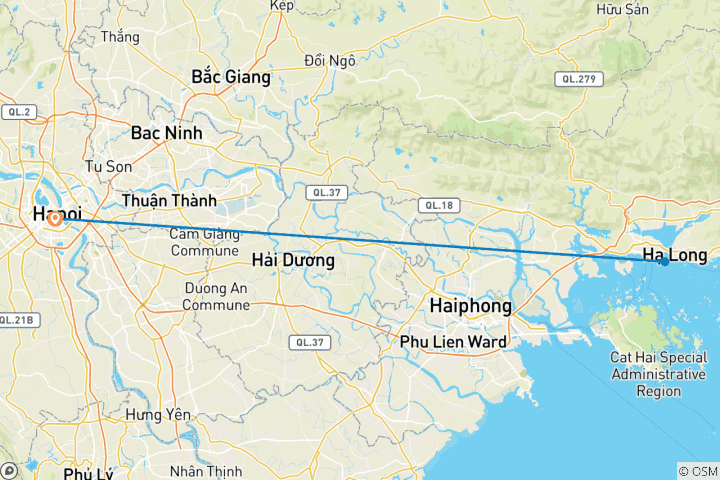 Map of Ha Long Bay And Ha Noi 5 - Day Adventure