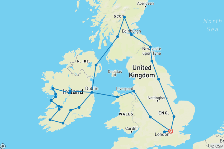 Map of England, Scotland and Ireland