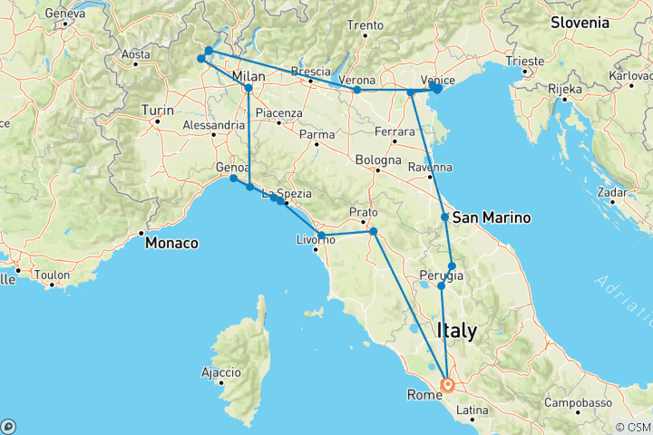 Kaart van Italiaanse schatten