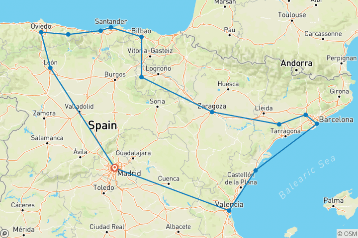 Map of Spanish Bliss end Barcelona