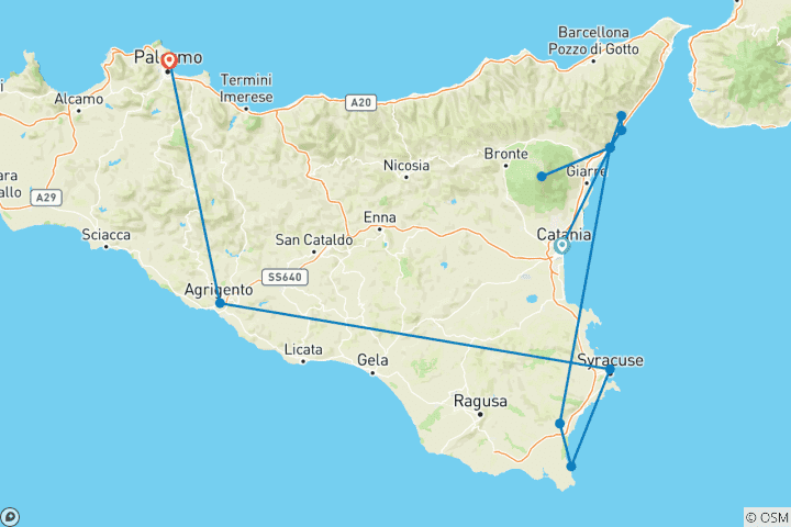 Map of Small Group Tour of Sicily: Highlights (Maximum 8 Guests)