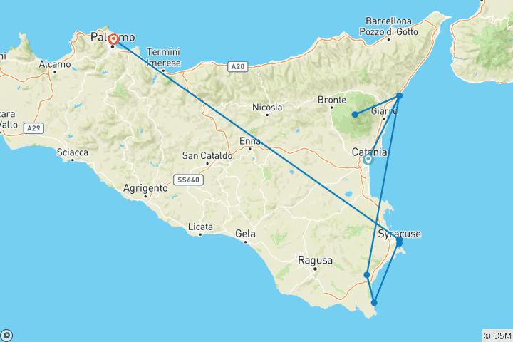 Map of Small Group Sicily Food & Wine Tour (Maximum 8 Guests)