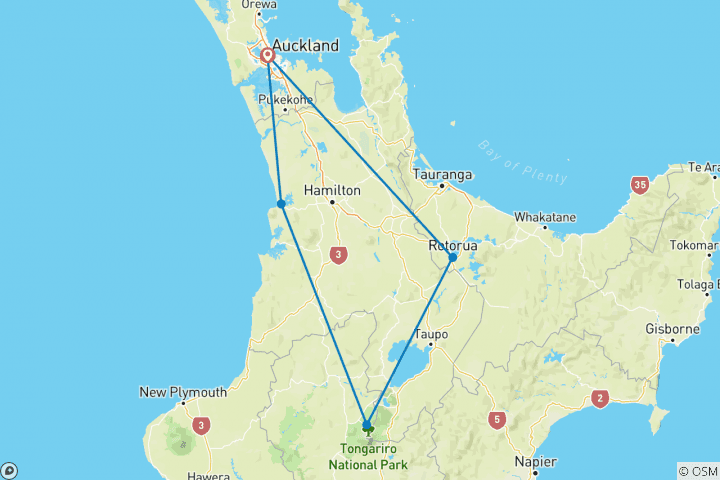 Carte du circuit Nouvelle-Zélande - Île du Nord Multisport