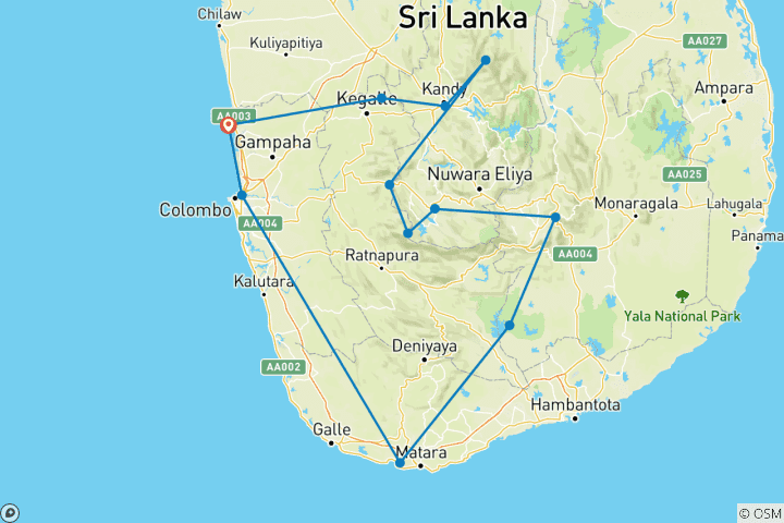 Map of Somethings Different 09 days Sri Lanka [Comfort "Winter"]