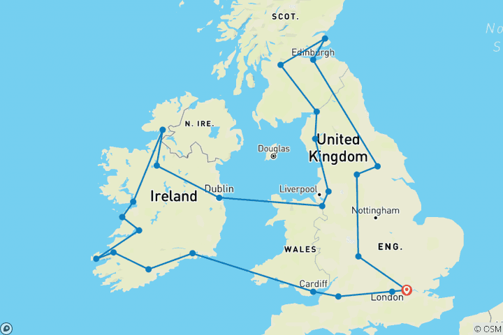 Map of Britain and Ireland Explorer (2024/2025, 19 Days) (25 destinations)