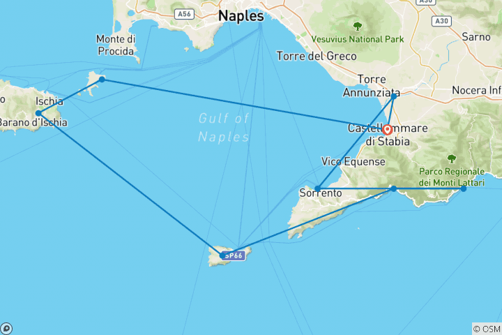 Carte du circuit La délicieuse côte amalfitaine