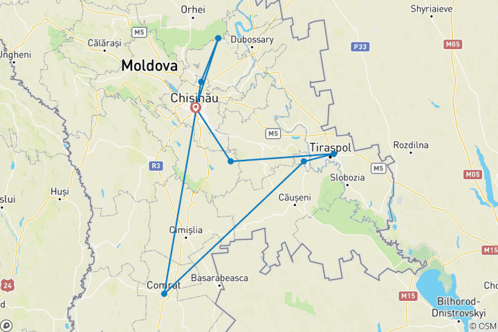 Map of Multicultural Tour in Moldova