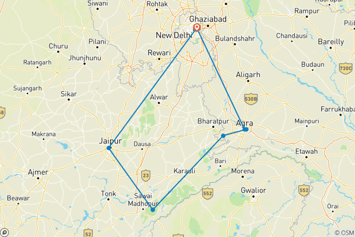 Carte du circuit Circuit de luxe du Triangle d'Or avec Ranthambore
