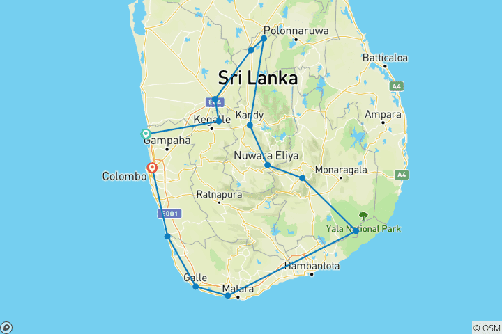 Map of Sri Lanka Tropical Adventure
