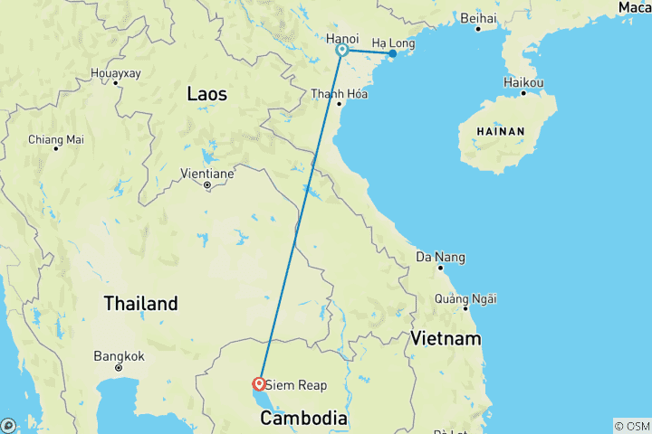 Map of Hanoi and Siem Reap 6 Days 5 Nights