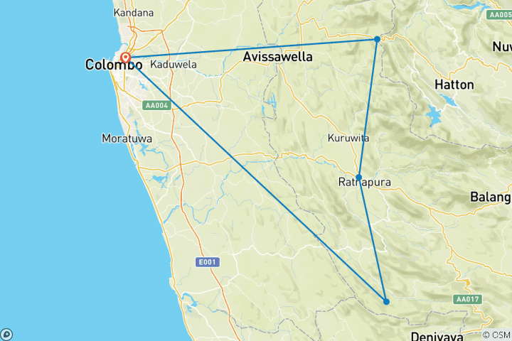 Carte du circuit Le vert vif du Sri Lanka - Possibilité de surclassement gratuit en visite privée