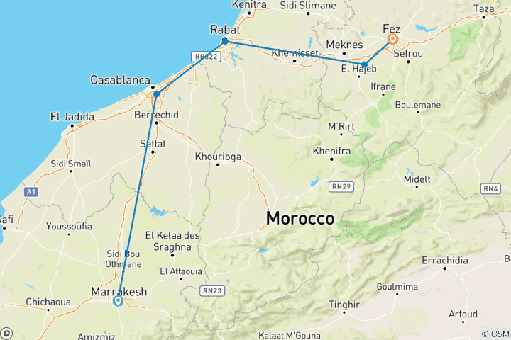 Map of Imperial Cities Express Tour