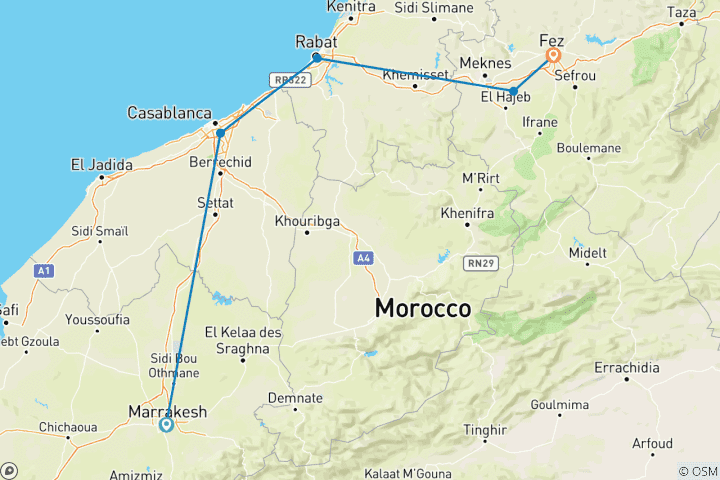 Map of Imperial Cities Express Tour