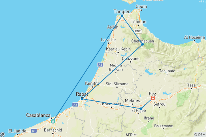 Carte du circuit Circuit découverte du meilleur du Maroc au départ de Casablanca