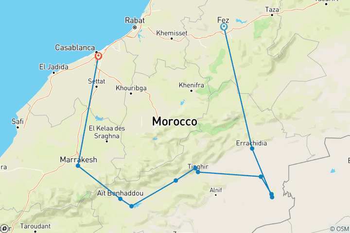 Carte du circuit Villes impériales et désert