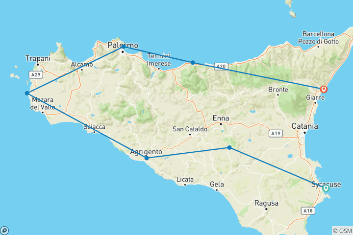 Carte du circuit La Sicile antique