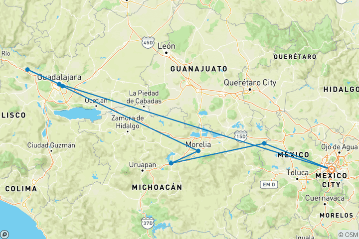 Map of Capitals of Mexico
