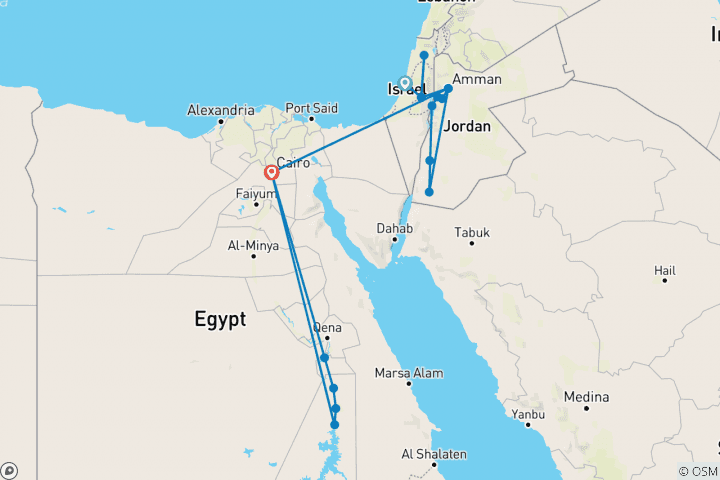 Carte du circuit Circuit des anciennes merveilles en Israël, Jordanie et Égypte