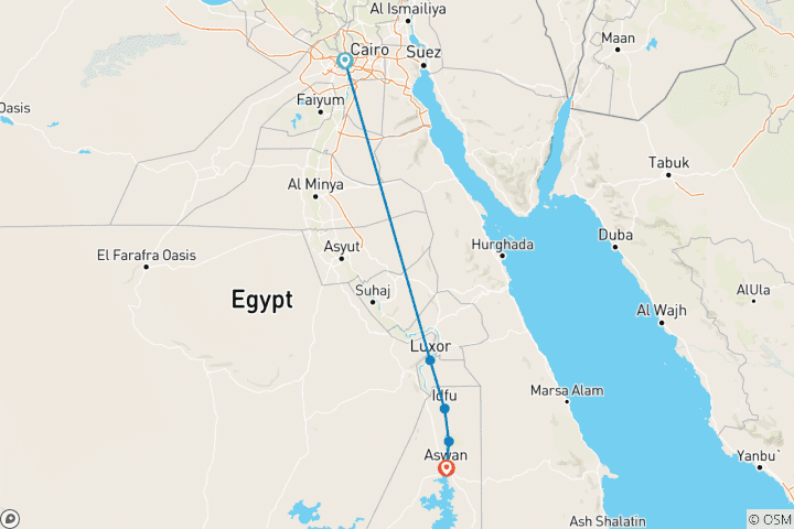 Map of Deluxe 8 Days on the Nile