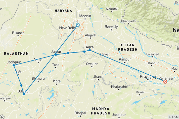 Map of Maharajas & Sadhus - Rajasthan with Varanasi !