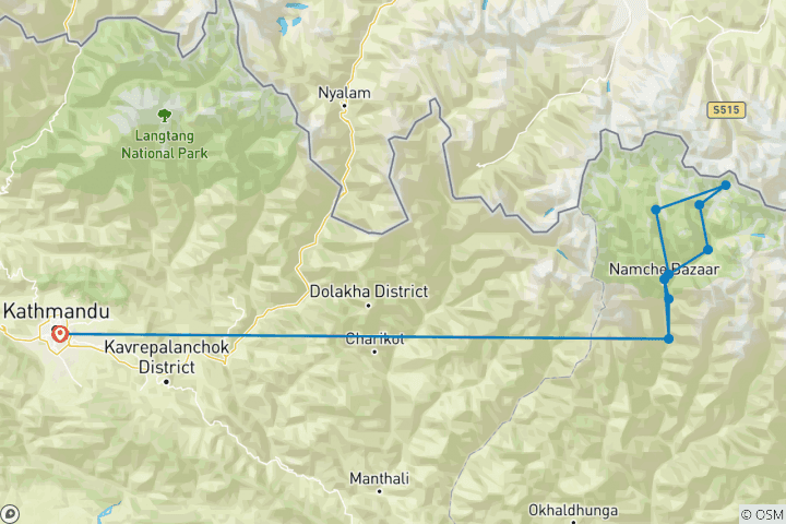 Mapa de Excursión a los Tres Altos Pasos del Everest