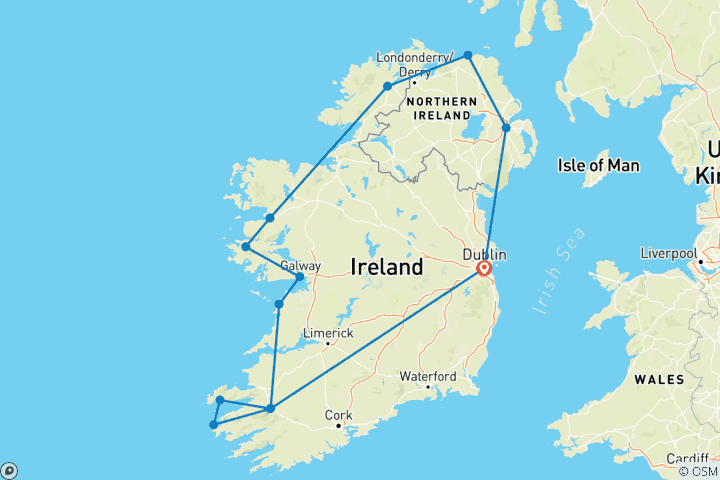 Map of The Land of Giants - multi-day - Small Group Tour of Ireland