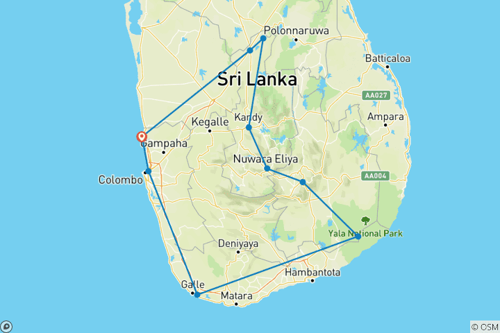 Karte von Unvergessliches Sri Lanka