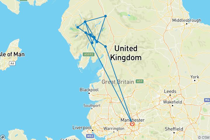 Map of 3-Day Lake District Explorer Small-Group Tour from Manchester