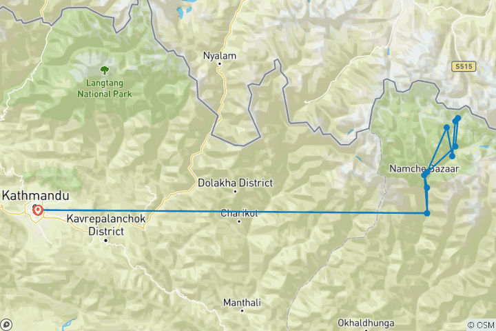 Map of Everest Base Camp Trek-14 days