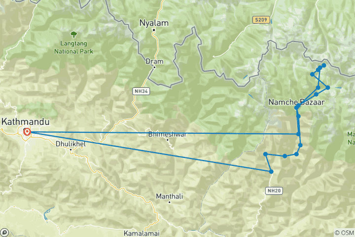 Map of Phaplu to Everest Base Camp