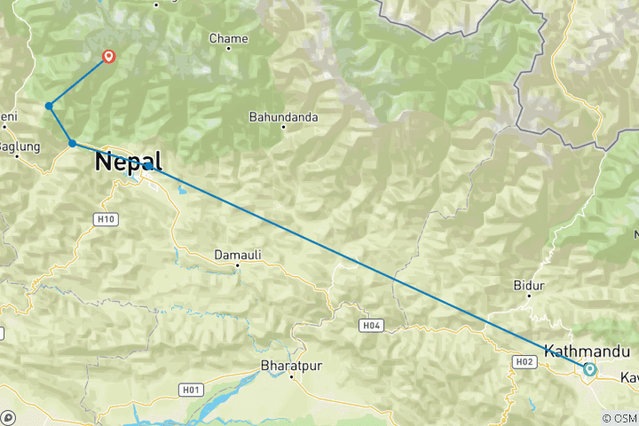 Karte von Annapurna Poon Hill Ghorepani-Trekking