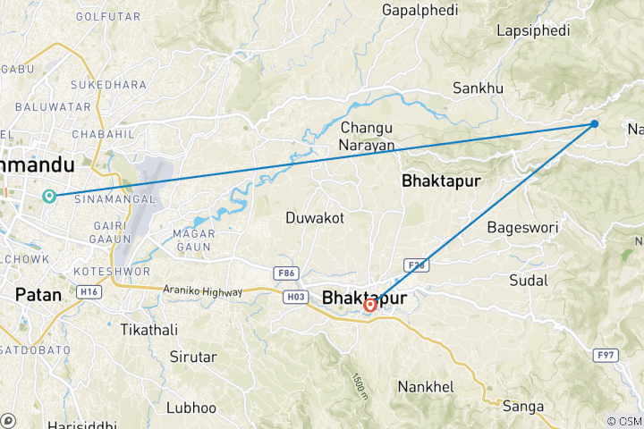 Carte du circuit Circuit de 4 jours à Katmandou et Nagarkot