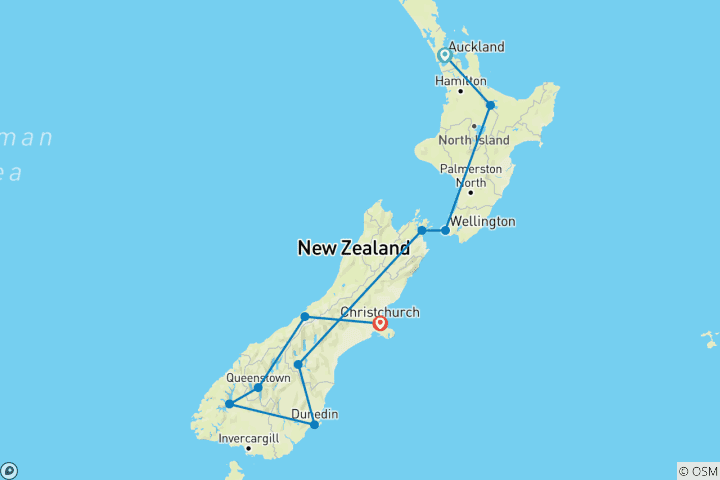 Carte du circuit Nouvelle-Zélande Vista (2026/2027, Best Buys)