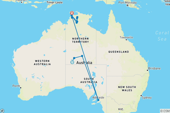 Map of Outback Safari (Small Group)