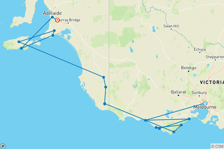 Map of Great Ocean Road and Kangaroo Island Escape (2026/2027)
