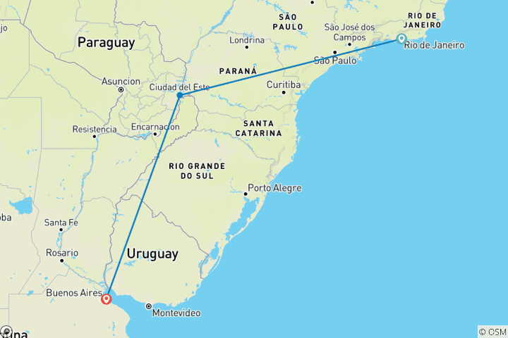 Map of Impressions of South America (9 Days)