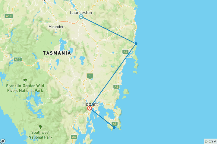 Map of Tassie's East Coast Highlights (5 Days)