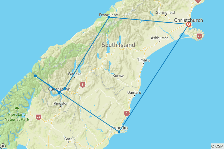 Carte du circuit La dérive australe - 12 jours