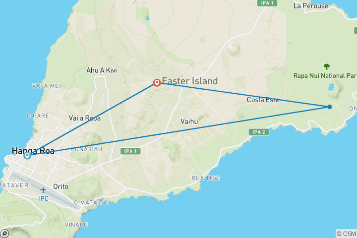 Carte du circuit Voyage de 6 jours sur l'île de Pâques