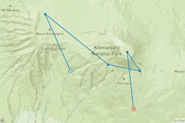 Map of Bold Machame Summit Quest 6 Days